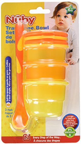 Nuby 535390YO Microwave Bowl and Spoon Assorted Toy(3Pack), Yellow, Orange