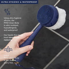 PMD Clean Body - Smart Body Cleansing Device with Silicone Brush & Three Interchangeable Attachments - Waterproof - SonicGlow Vibration - Cleanse, Exfoliate, & Massage Body