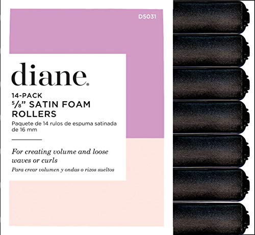Diane Satin Foam Rollers, Black 5/8-Inches(14/pack)