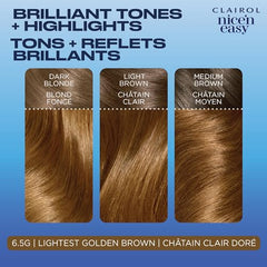 Clairol Nice'n Easy Permanent Hair Dye, 6.5G Lightest Golden Brown Hair Color, 1 Count