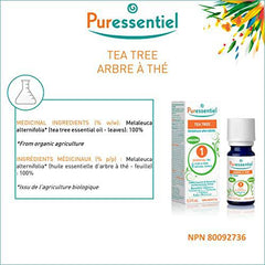 Puressentiel Tea-Tree Organic Essential Oil - Used in aromatherapy to help treat acne and pimples - 100% pure and natural - 10ml, 0.34 Fl Oz