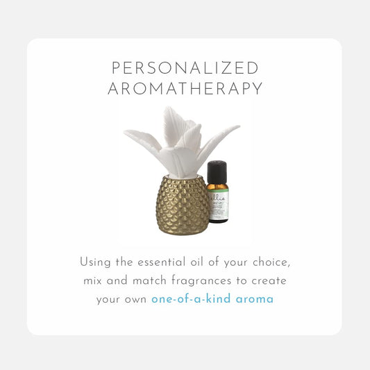 Ellia Palm Queen Porcelain Aroma, Cordless Pineapple Essential Oil Diffuser, Gold