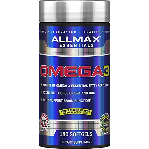 ALLMAX Nutrition Omega-3 essential fatty acid ultra-pure cold-water fish oil, 180 count