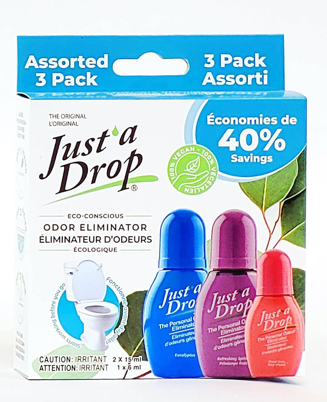 Just'a Drop Toilet Odour Eliminator, Assorted 3 Pack, 36 ml, Assorted Scents - Zecoya