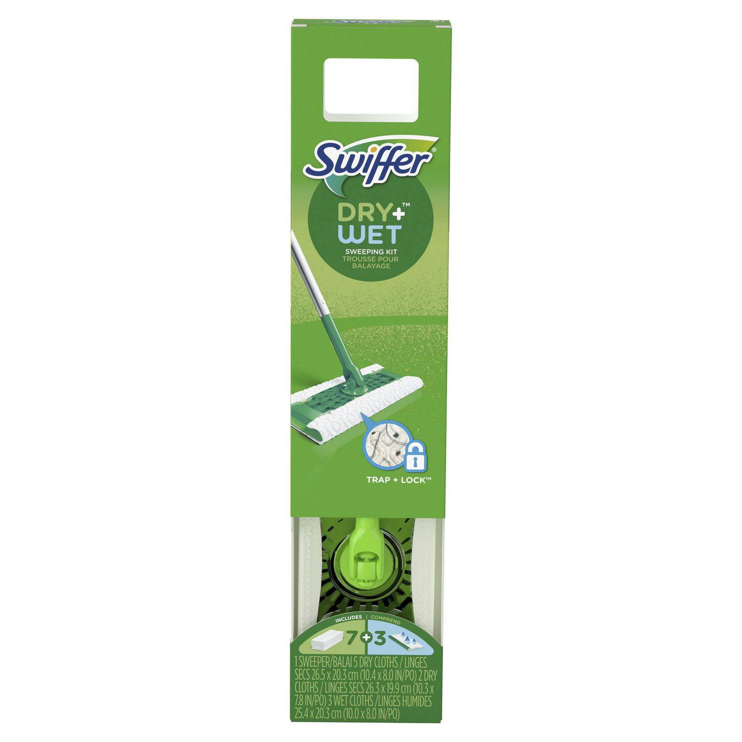 Swiffer Sweeper 2-in-1, Dry and Wet Multi Surface Floor Cleaner, Sweeping and Mopping Starter Kit - Zecoya