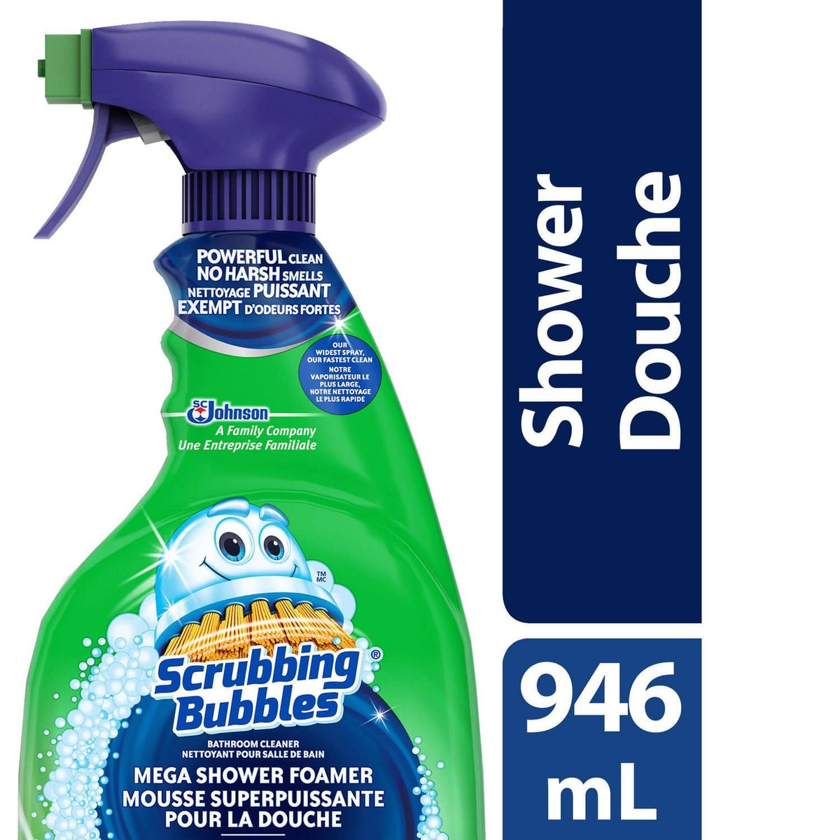 Scrubbing Bubbles Mega Shower Foamer Spray, Removes Soap Scum from Tubs, Shower Walls and More, Rainshower Scent, 946mL - Zecoya