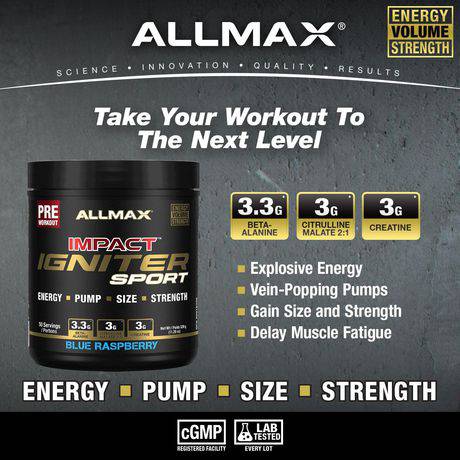 Allmax Impact Sport blue rasp preworkout - Zecoya