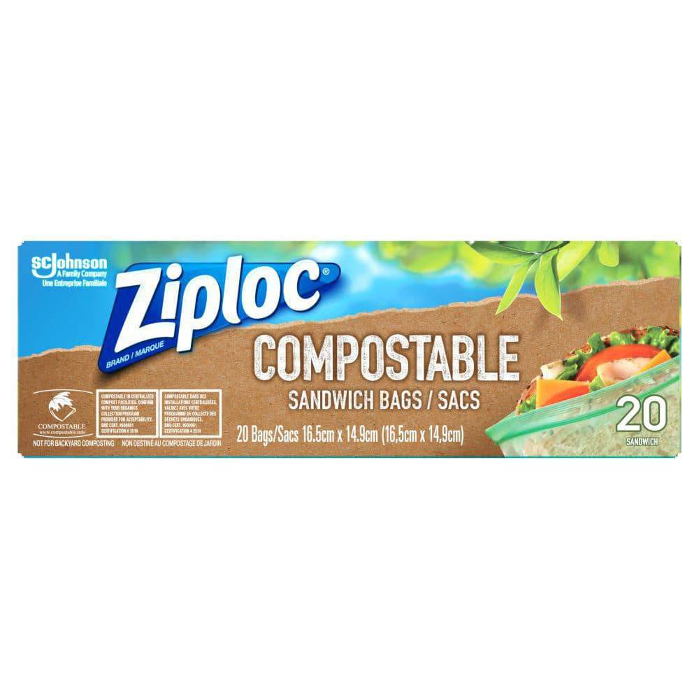 Ziploc Brand Compostable Food Storage Sandwich Bag, 20 ct - Zecoya