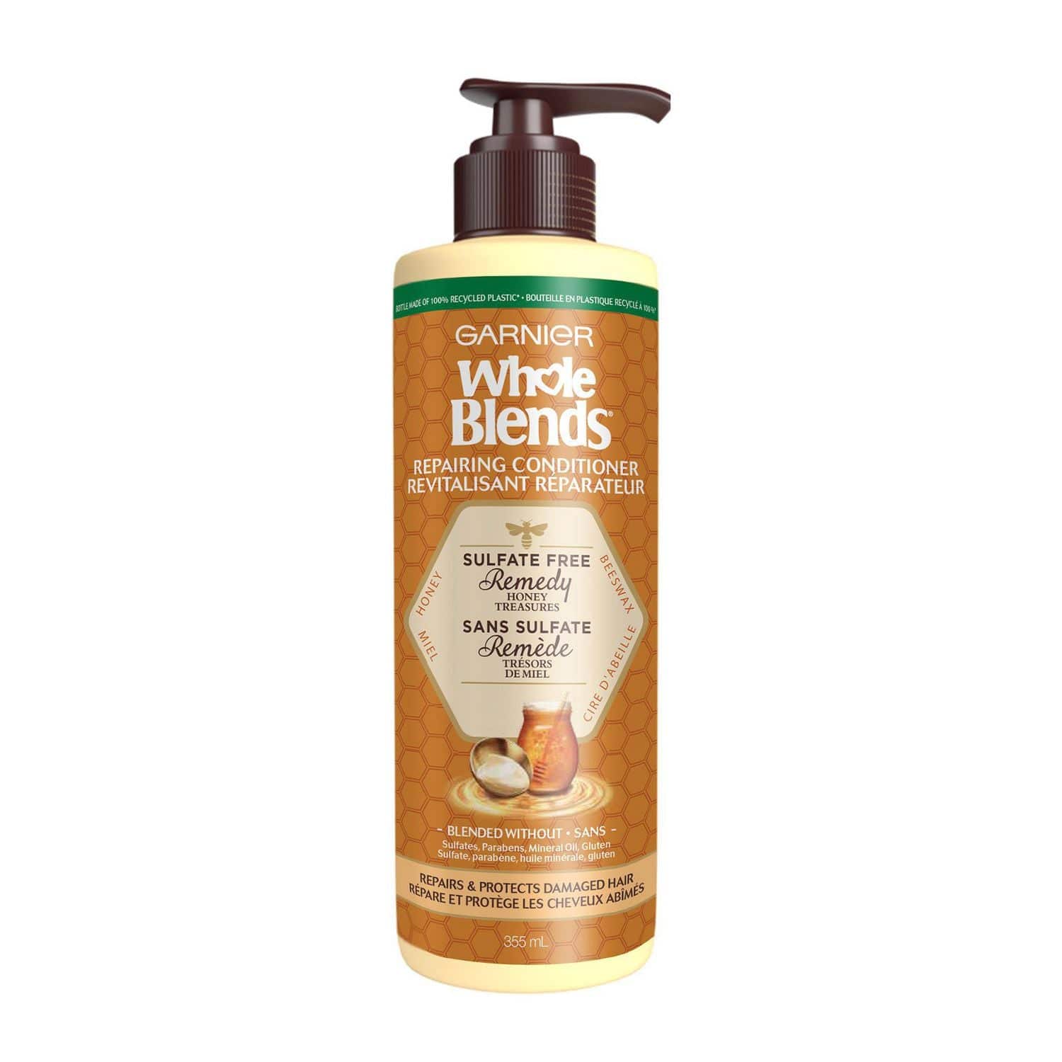 Garnier Whole Blends Sulfate Free Conditioner, For Damaged Hair, Up To 72 Hours of Deep Care, Honey Treasures, 355ml - Zecoya