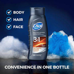 Dial for Men 3-in-1 Ultimate Clean Body+Hair+Face Wash, 473mL - Zecoya