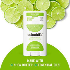 Schmidt's Natural Deodorant Stick for 24 Hour Odour Protection Bergamot + Lime With No Aluminum Salts 75 g - Zecoya