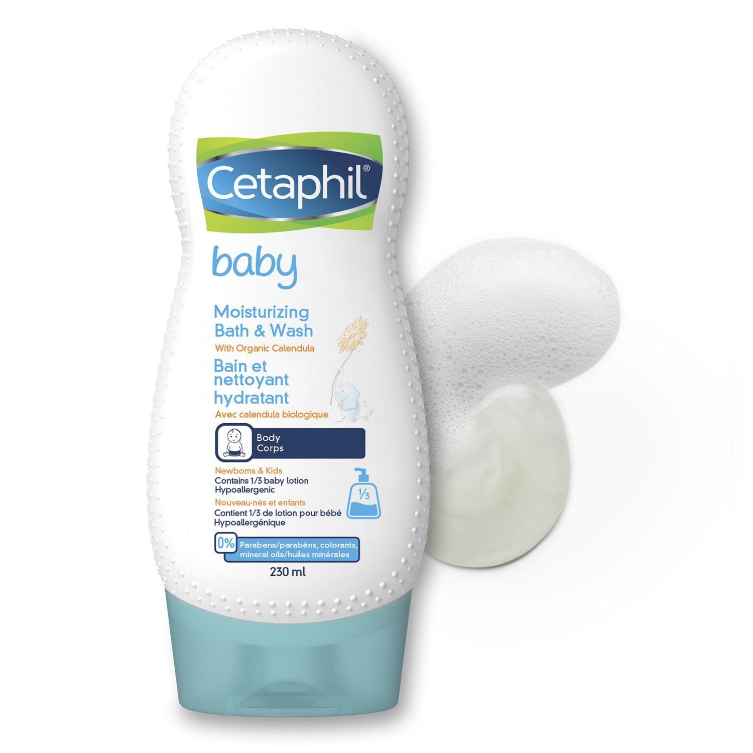 Cetaphil Baby Moisturizing Bath and Wash with Organic Calendula | Soothes Sensitive, Dry Skin | 230ml