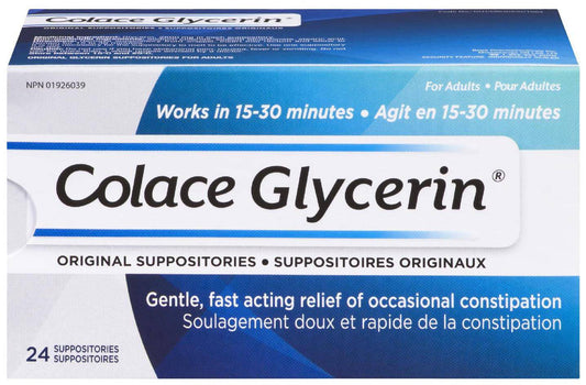 Colace Glycerin Suppositories - Adult | Gentle Fast Acting Relief of Occasional Constipation - Zecoya