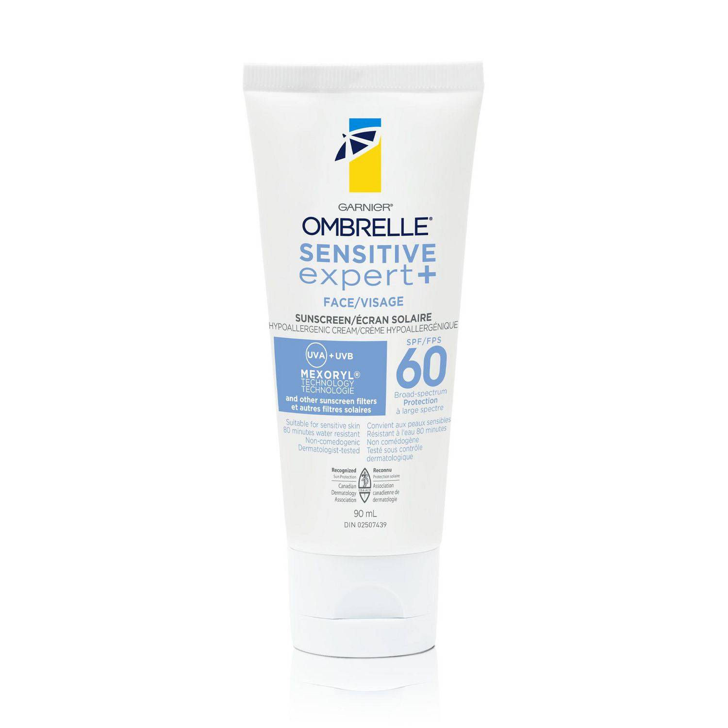 Garnier Ombrelle Sensitive Expert Face Lotion SPF 60, Hypoallergenic, For The Most Sensitive Skin, 90 mL - Zecoya