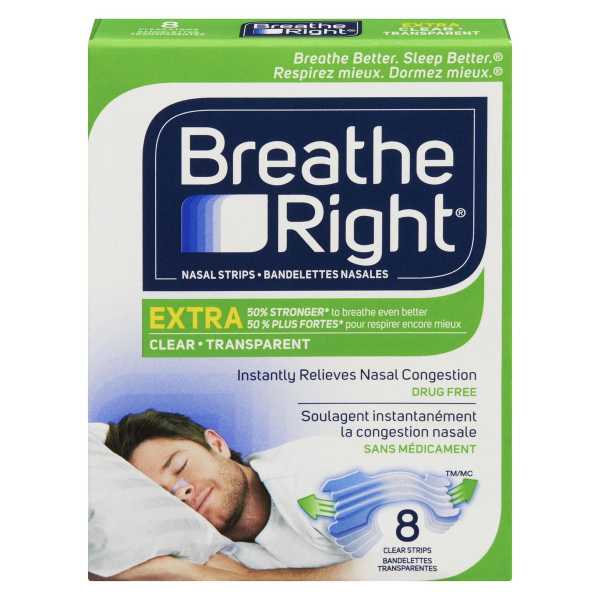 Breathe Right Nasal Strips Clear, Extra Strong | Instantly relieves nasal congestion | Drug Free