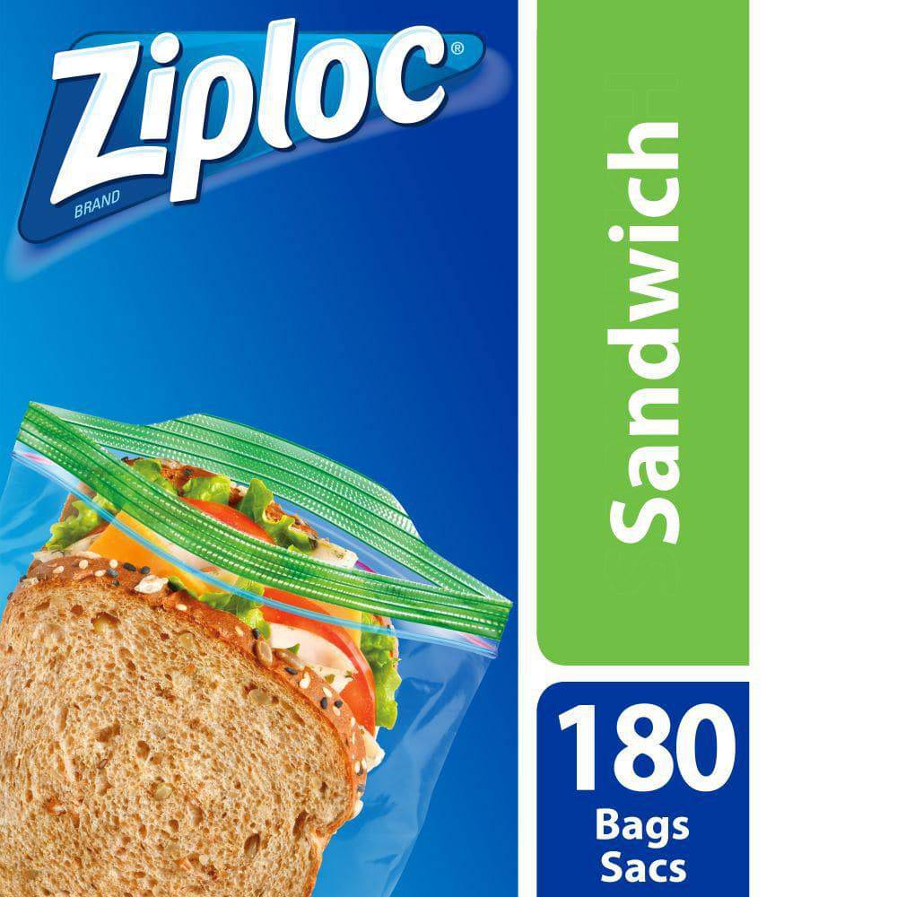 Ziploc Snack and Sandwich Bags for On-The-Go Freshness, Grip 'n Seal Technology for Easier Grip, Open, and Close, 180 Count - Zecoya