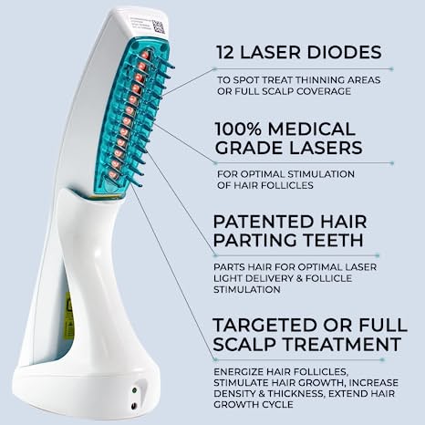 Hairmax Laser Comb For Hair Growth (FDA Cleared), ULTIMA 12 Classic, Laser Hair Growth Treatment for Men & Women