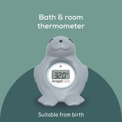 Angelcare Bath and Room Thermometer - Happy Seal, Grey, One Size