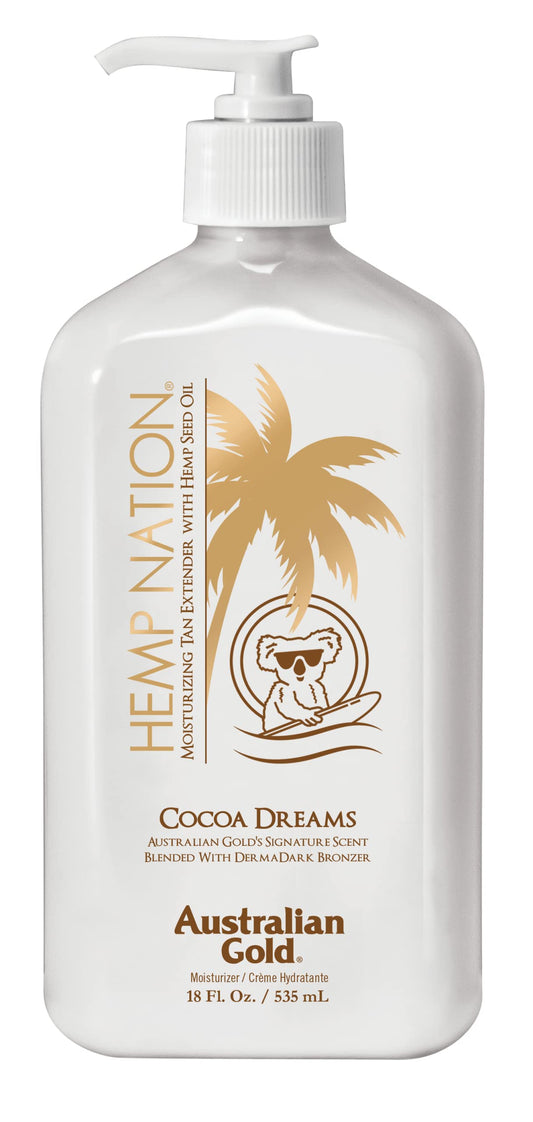 Australian Gold Hemp Nation Cocoa Dreams Tan Extender w/Derma Dark Bronzer 18oz