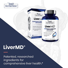 1MD Nutrition LiverMD - Liver Support Supplement - Milk Thistle Liver Supplement for Liver Health - Siliphos Silymarin Milk Thistle Extract - For Liver Support - 60 capsules