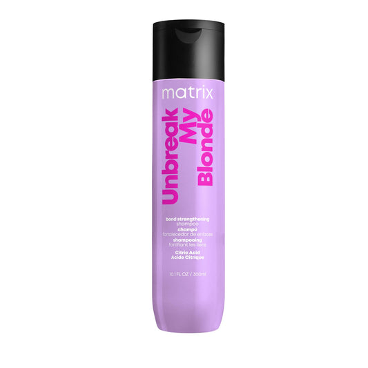 Matrix Hair Shampoo, Unbreak My Blonde Strengthening Shampoo, Repairs and Adds Softness and Shine, For Damaged, Lightened and Over Processed Hair, Sulfate-Free, 300ml (Packaging May Vary)