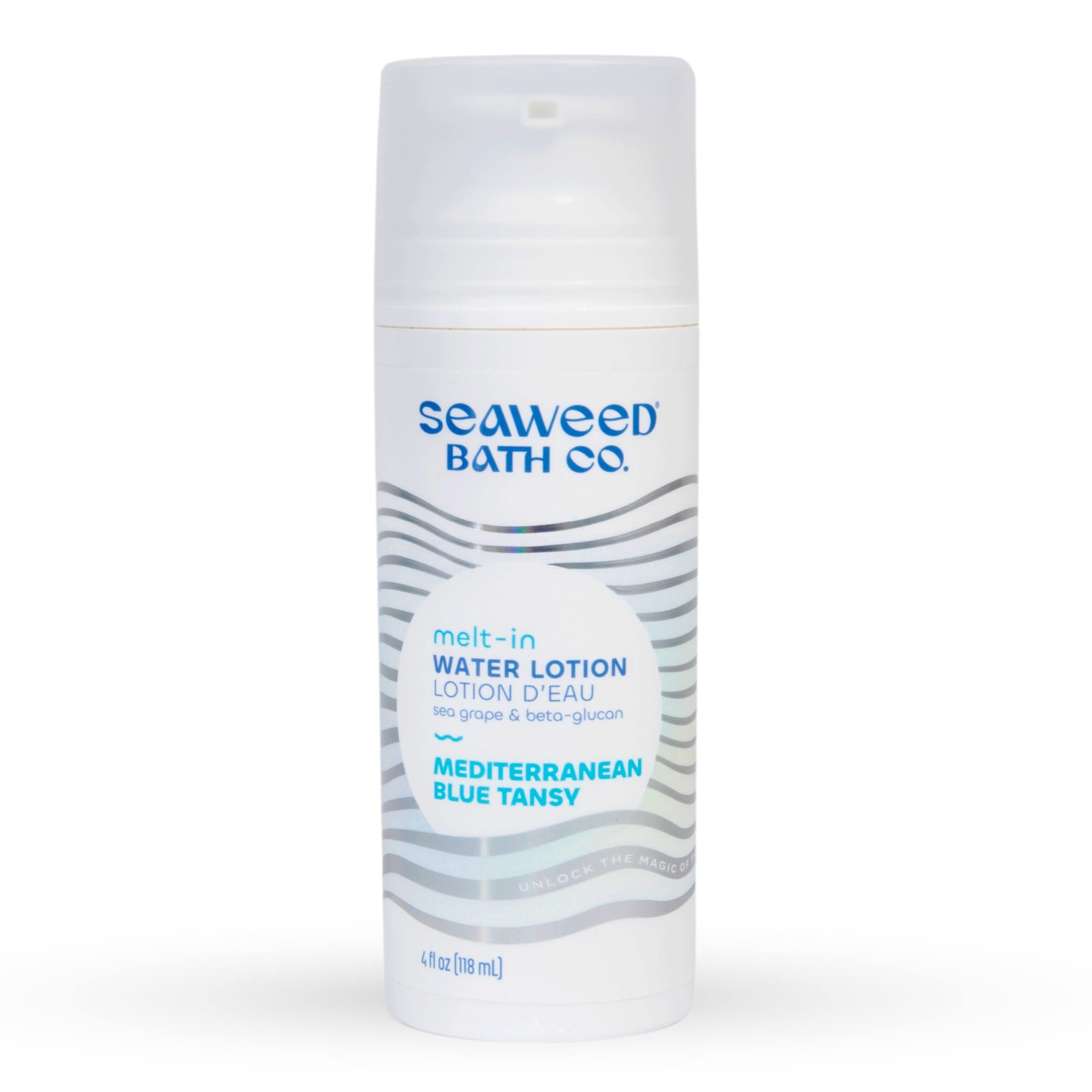 Seaweed Bath - Melt-in Water Lotion Mediterranean Blue Tansy Scent, 4 fl oz - Sustainably Harvested Seaweed, Sea Grape and Beta-Glucan - Nourishes, Hydrates, Support Skin Barrier Replenishes