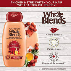 Garnier Whole Blends Castor Oil Castor Oil Remedy Shampoo, 650 mL - Zecoya