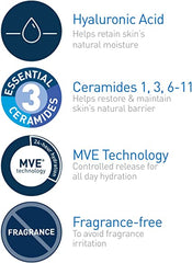 CeraVe Moisturizing Cream | Daily Face, Body & Hands Moisturizer for Dry Skin With Hyaluronic Acid and Ceramides for Women and Men. Sensitive skin, Oil-free, Non-comedogenic, Fragrance-Free, 539g +57g refill 2-pack