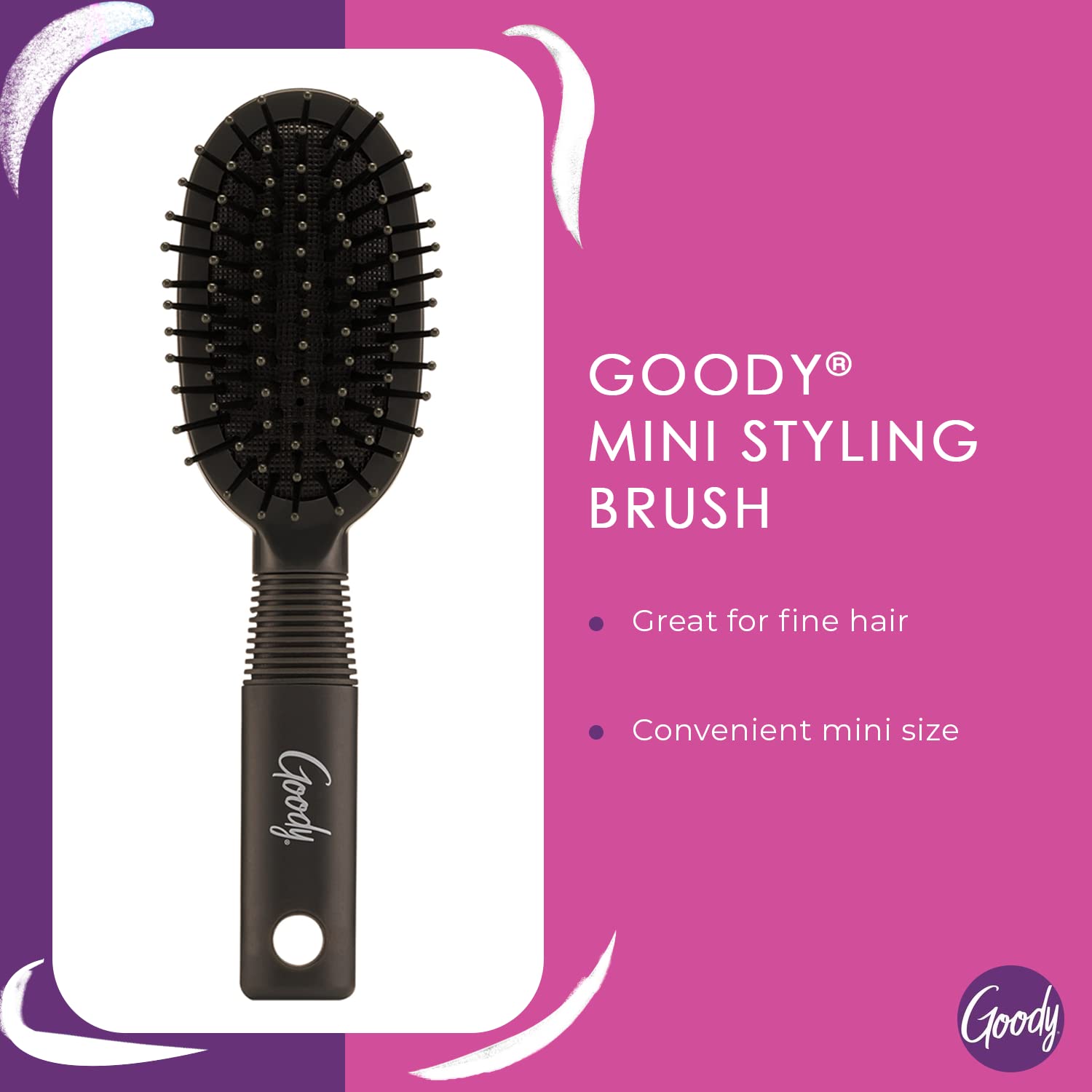 Goody Mini Hair Brush, Oval Hair Brush for Women, Travel Essential Hair Brush, Travel Hair Brush, Travel Essential for Women