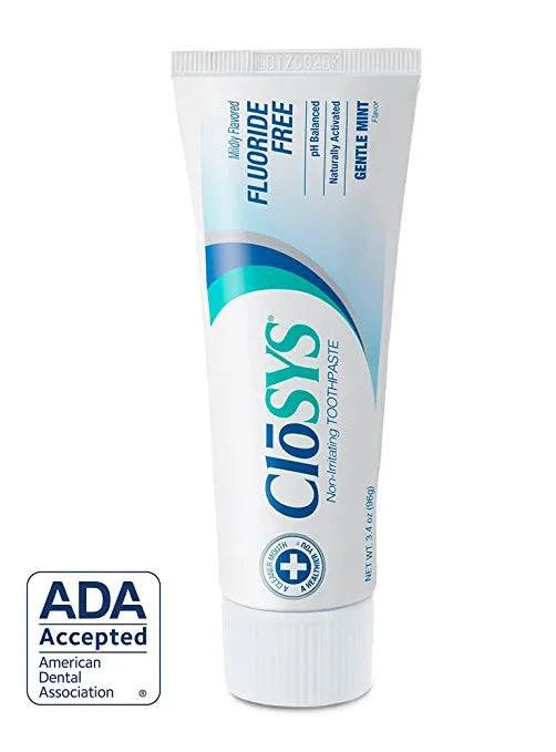 CloSYS Fluoride Free Toothpaste, 3.4 Ounce, Travel Size, Gentle Mint, TSA Compliant, Whitening, Enamel Protection, Sulfate Free