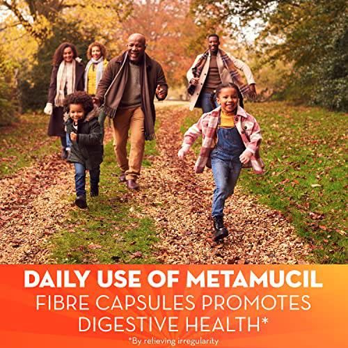 Metamucil, Daily Psyllium Husk Powder Supplement, 3-in-1 Fiber for Digestive Health, Capsules, 160 Count