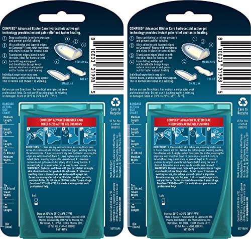 Compeed Advanced Blister Care Cushions, Package of 10 Mixed Size Cushions (2 Count)