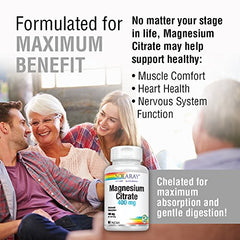 Solaray Magnesium Citrate 133mg | Nutritive Support for Healthy Heart, Muscle, Nerve & Circulatory Function | 90 VegCaps