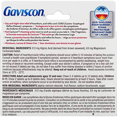 Gaviscon Extra Strength Tablets - 4 Count - Portable Chewable Foaming Antacid Tablets for Day & Night Heartburn Relief, Acid Reflux and GERD Relief, Fruit Blend - Free of Aluminum, Lactose and Gluten