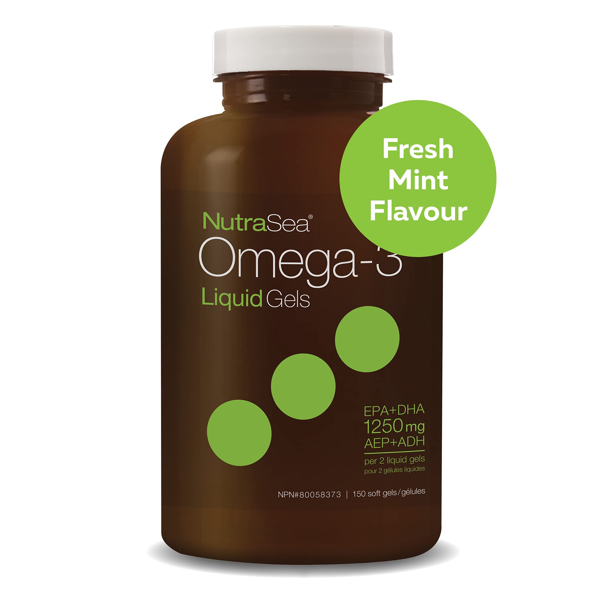 Nature's Way NutraSea Omega 3 Supplement Liquid Gels, Fresh Mint, 150 Soft Gels