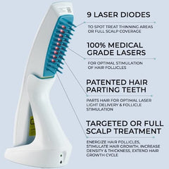 Hairmax Laser Hair Growth Comb (FDA Cleared), ULTIMA 9 Classic, Laser Hair Growth Treatment for Men & Women