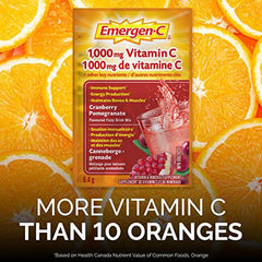 Emergen-C 1000mg Vitamin C Powder Supplement, Drink Mix with Electroyltes, Immune System Booster, Cranberry Pomegranate, 30 Packets