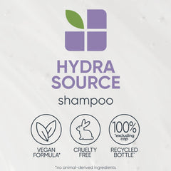 BIOLAGE Shampoo, HydraSource Hydrating Shampoo for Dry Hair, With Aloe, Nourishing and Moisturizing, Weightless Shampoo, Silicone Free, Paraben Free, Vegan