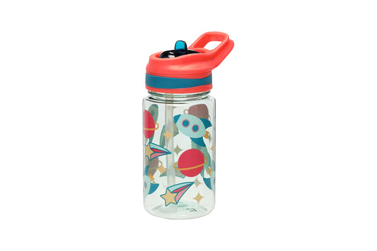 Pearhead Outer Space Water Bottle, Kids Water Bottle, Travel and Sports Water Bottle, BPA Free and Dishwasher Safe, Flip Straw 16oz Bottle, Back to School Gift