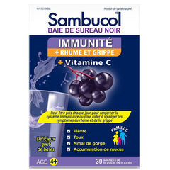 Sambucol Black Elderberry Immunity Powder | Immune Support & Antioxidant | Cold & Flu Relief + Vitamin C | Great Berry Taste | Natural Health Product, Ages 4+ | 30 Powdered Drink Sachets