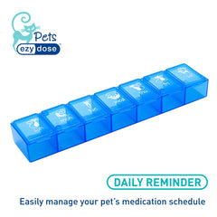 EZY DOSE Pets Weekly (7-Day) Pill Organizer, Vitamin and Medicine Box for Dogs, X-Large Compartments, Blue Lids