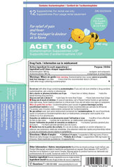 ACET Suppository for Fever & Pain 160mg - Fever Reducer Suppositories for Children (2-4 Years) - Comfortable & Safe Acetaminophen Suppository - For Rectal Use Only