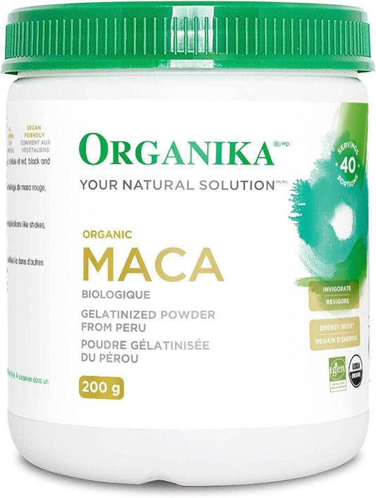 Organika Maca Certified Organic Powder- Gelatinized for High Bioavialability, Hormone Balance, Adaptogen to Help with Stress and Energy - 200 g