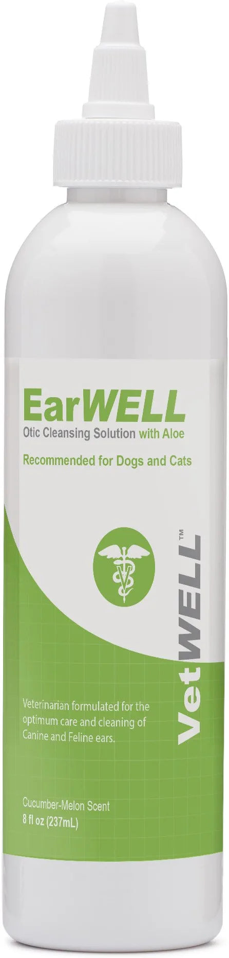 VetWELL Ear Cleaner for Dogs and Cats - Otic Rinse for Infections and Controlling Ear Infections and Odor in Pets - 8 oz (Cucumber Melon)