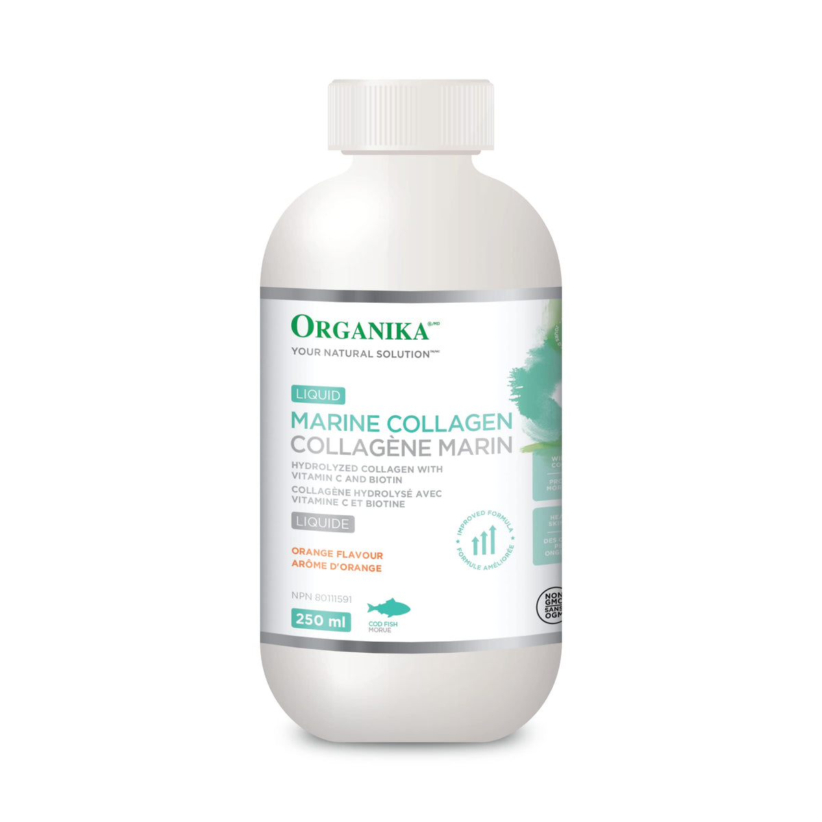 Organika Liquid Marine Collagen - with Added Vitamin C and Biotin - Orange Flavour- 250ml