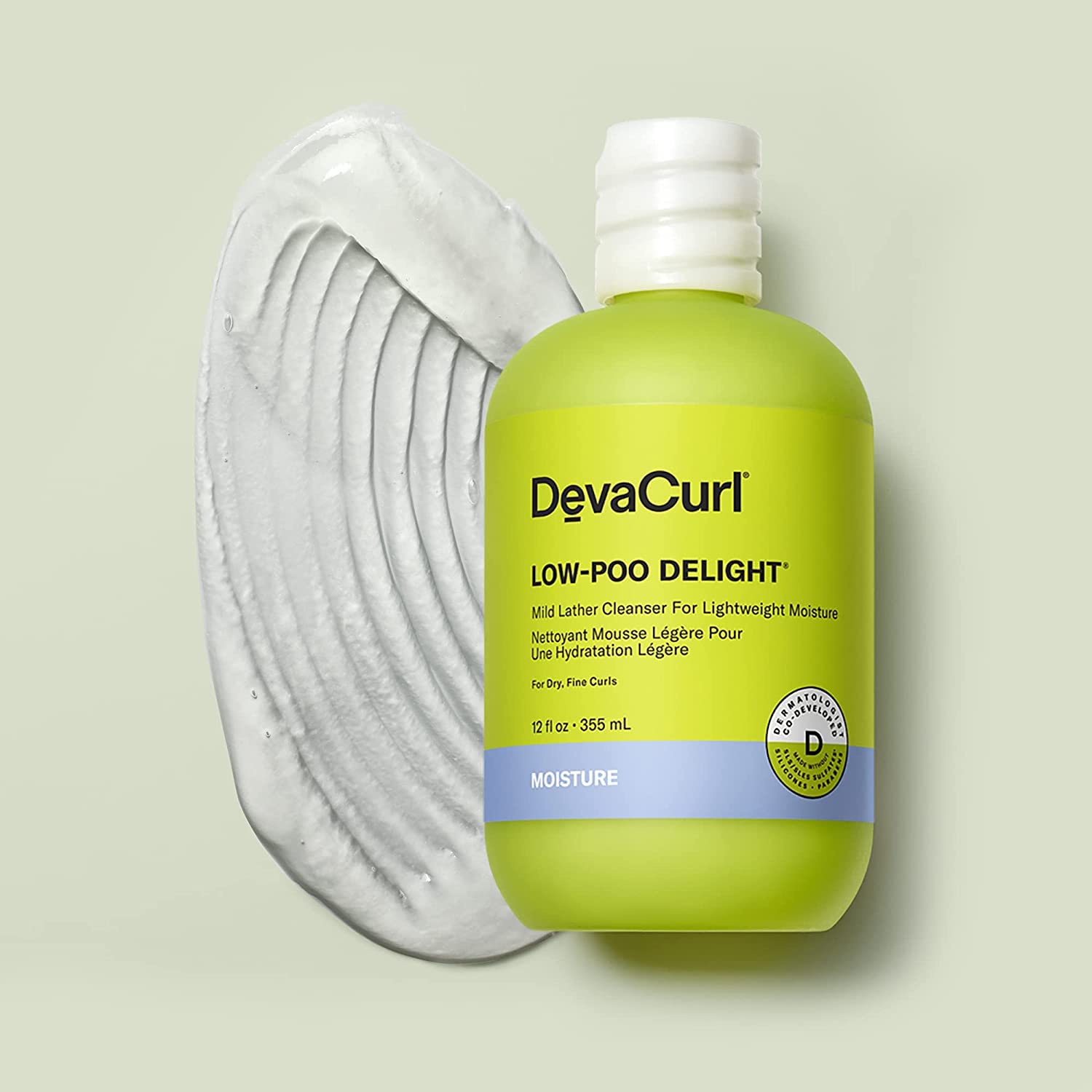 DevaCurl Low-Poo Delight, Mild Lather Cleanser for Lightweight Moisture, 355mL