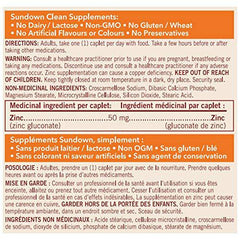 Non-GMO Chelated Zinc Supplements 50mg