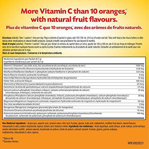 Emergen-C Immune Support Fizzy Drink Mix, A Boost of Vitamins and Minerals, Acai Berry, 30 Sachets