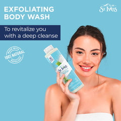 St. Ives Exfoliating Body Wash for sensitive skin Sea Salt & Pacific Kelp Made with 100% Natural Exfoliant 650 ml