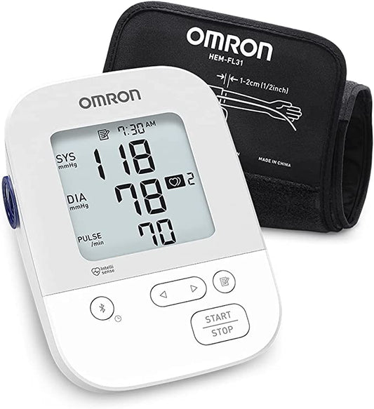 OMRON Silver Blood Pressure Monitor, Upper Arm Cuff, Digital Bluetooth® Blood Pressure Machine, Stores Up to 80 Readings